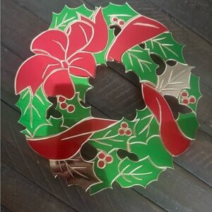 Vintage Christmas Holly Wreath Trivet